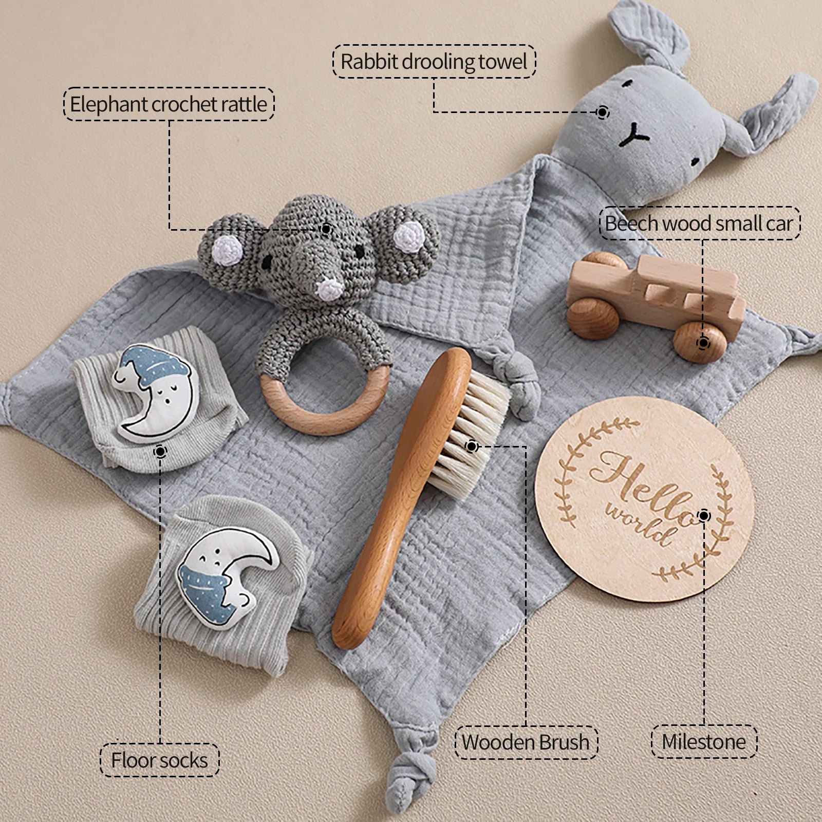 Manta de Algodón Reversible para Bebé + Set de Baño 7 Piezas