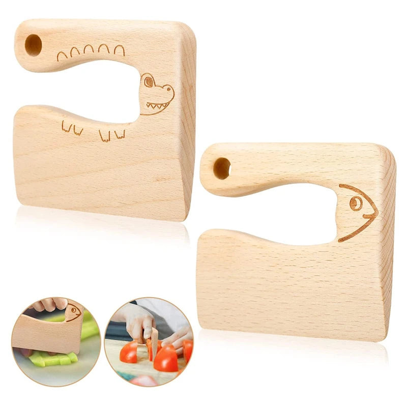 Cuchillo de Madera para Niños | Juguete Seguro para Cortar Frutas y Verduras | Montessori