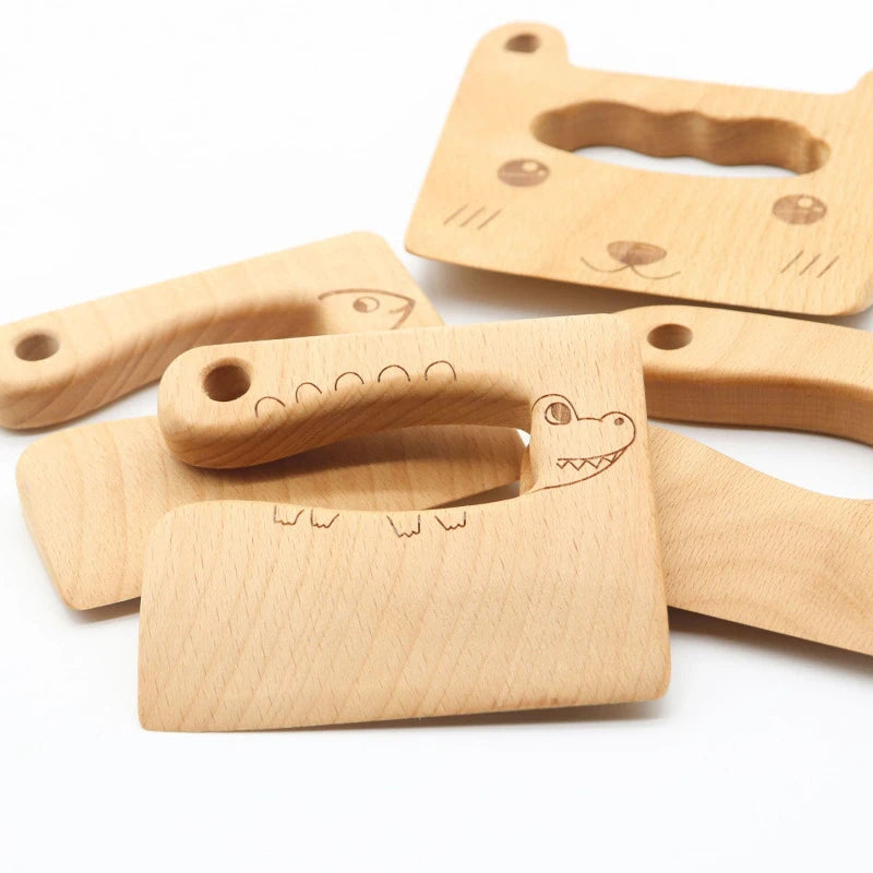 Cuchillo de Madera para Niños | Juguete Seguro para Cortar Frutas y Verduras | Montessori