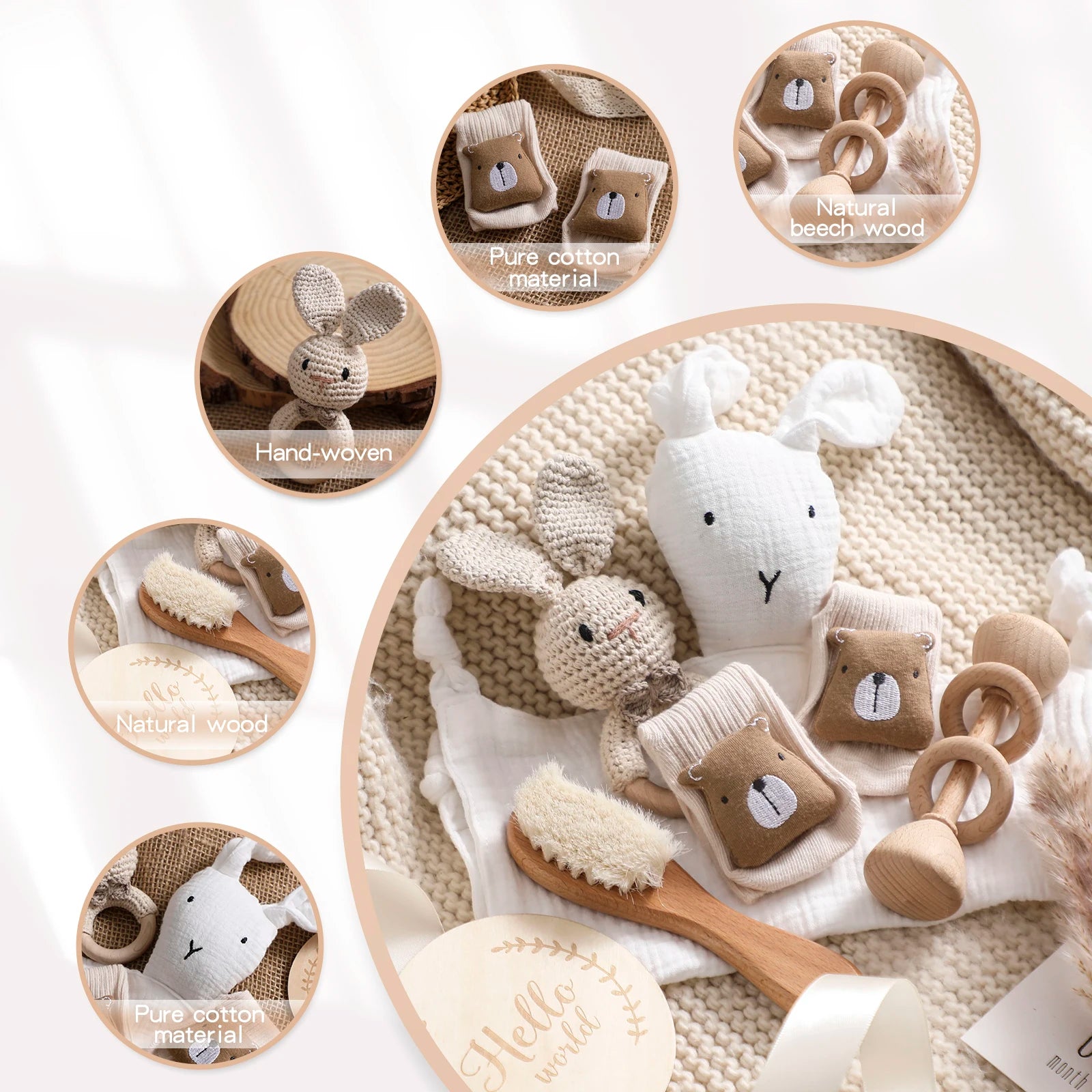 Manta de Algodón Reversible para Bebé + Set de Baño 7 Piezas