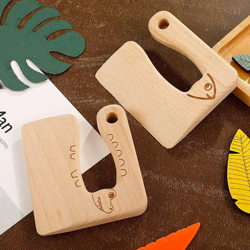 Cuchillo de Madera para Niños | Juguete Seguro para Cortar Frutas y Verduras | Montessori