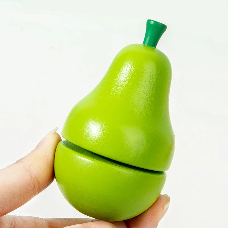 Set de Juguetes de Cocina de Madera | Juego de Simulación Montessori | Frutas y Verduras para Cortar