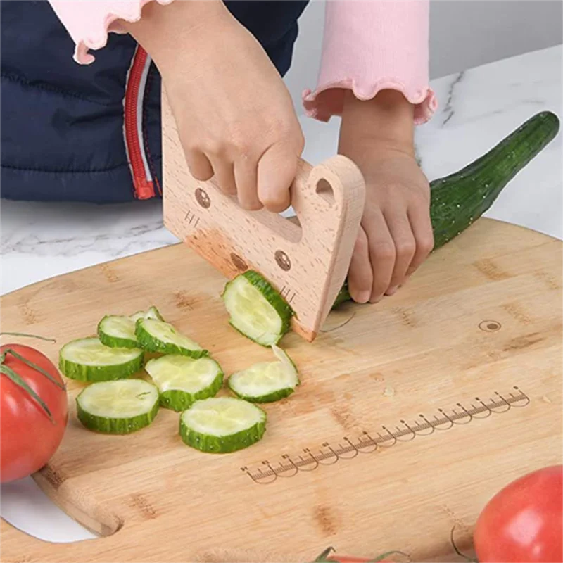 Cuchillo de Madera para Niños | Juguete Seguro para Cortar Frutas y Verduras | Montessori