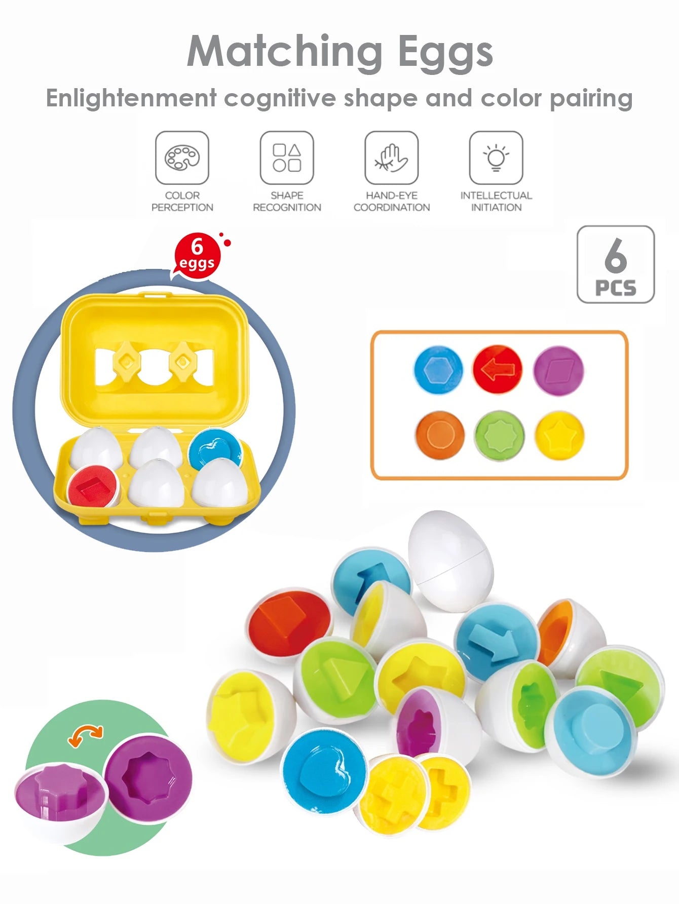 6 Piezas Huevos Inteligentes Montessori