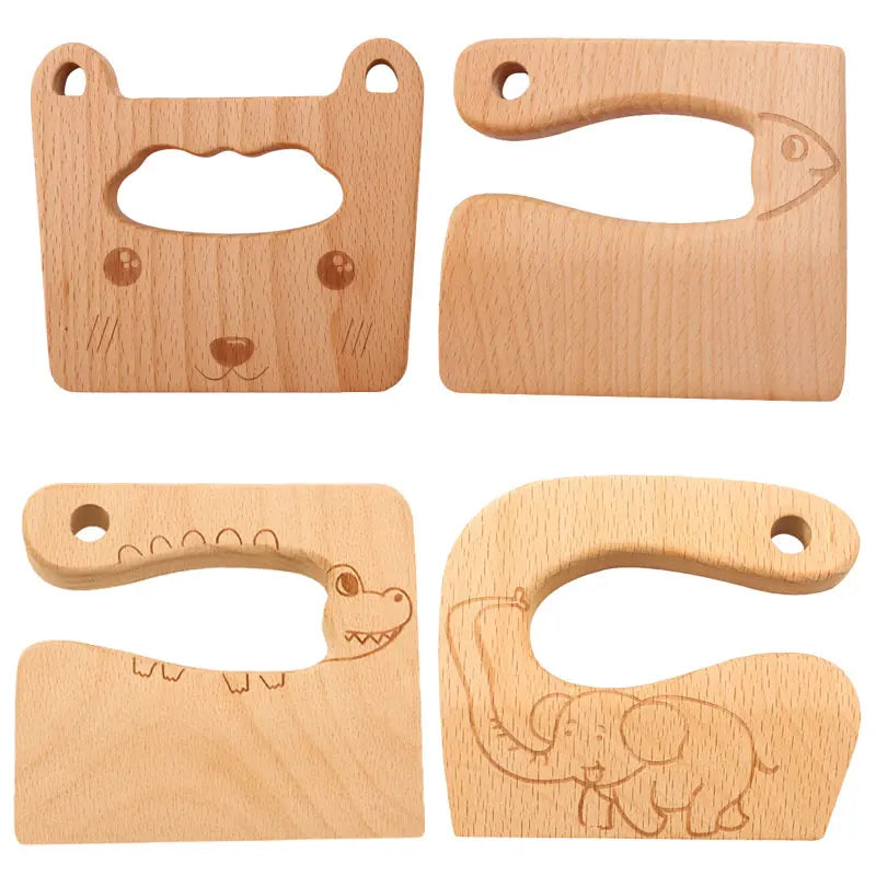 Cuchillo de Madera para Niños | Juguete Seguro para Cortar Frutas y Verduras | Montessori