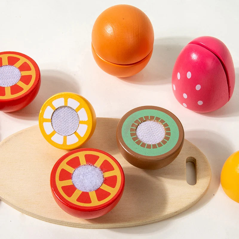 Set de Juguetes de Cocina de Madera | Juego de Simulación Montessori | Frutas y Verduras para Cortar