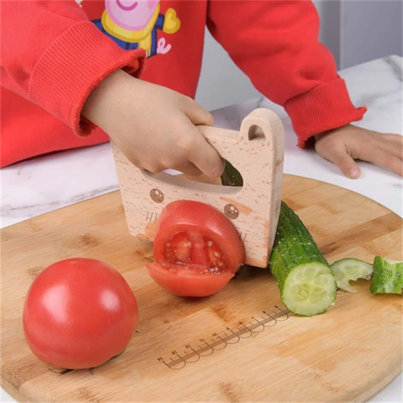 Cuchillo de Madera para Niños | Juguete Seguro para Cortar Frutas y Verduras | Montessori